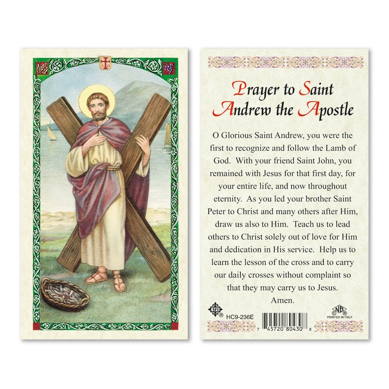 Prayer To Saint Andrew The Apostle Holy Card