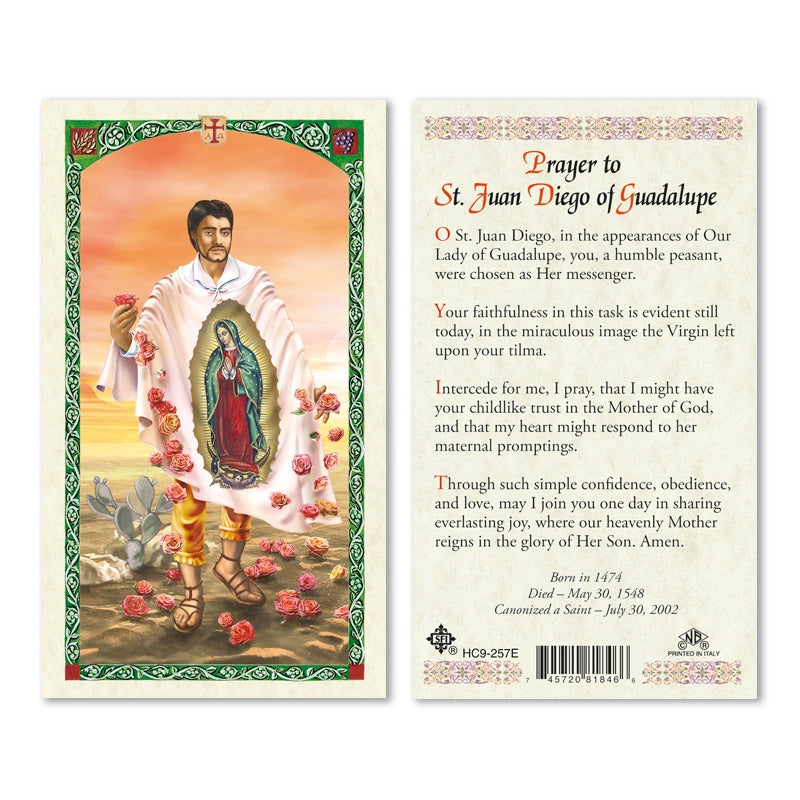 Prayer To St. Juan Diego Of Guadalupe Holy Card