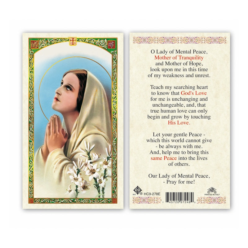 Lady Of Mental Peace Holy Card
