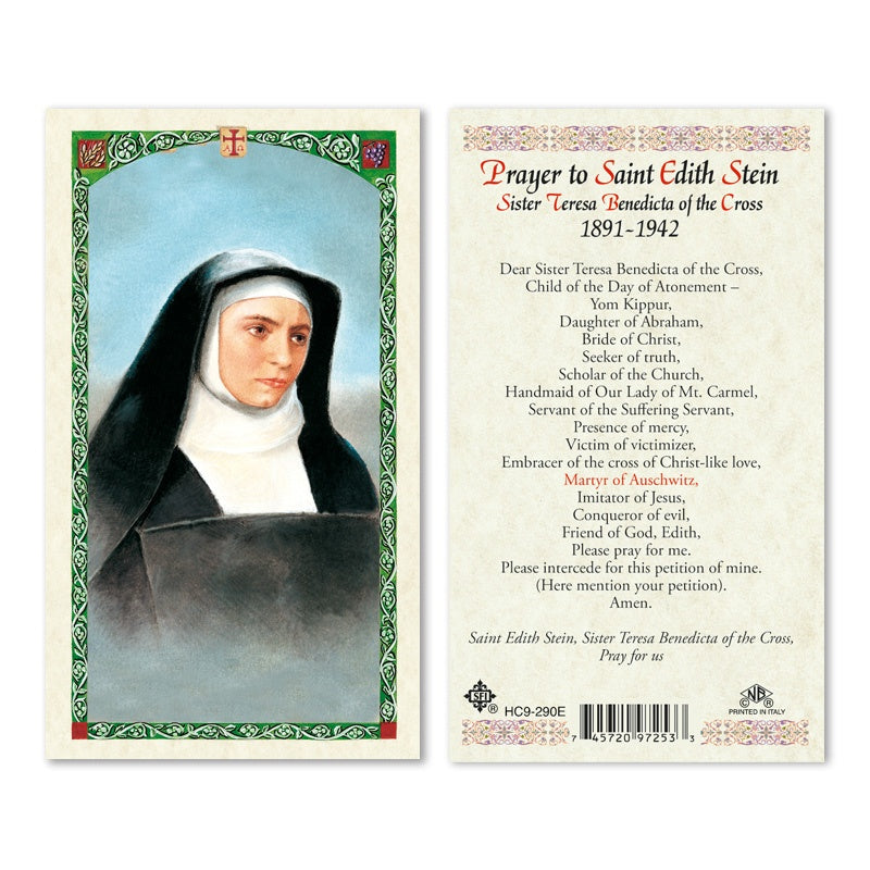 Prayer To Saint Edith Stein Holy Card