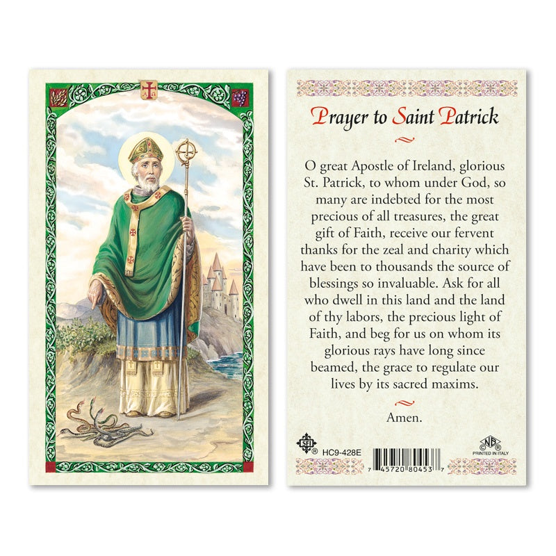 Prayer To Saint Patrick Holy Card