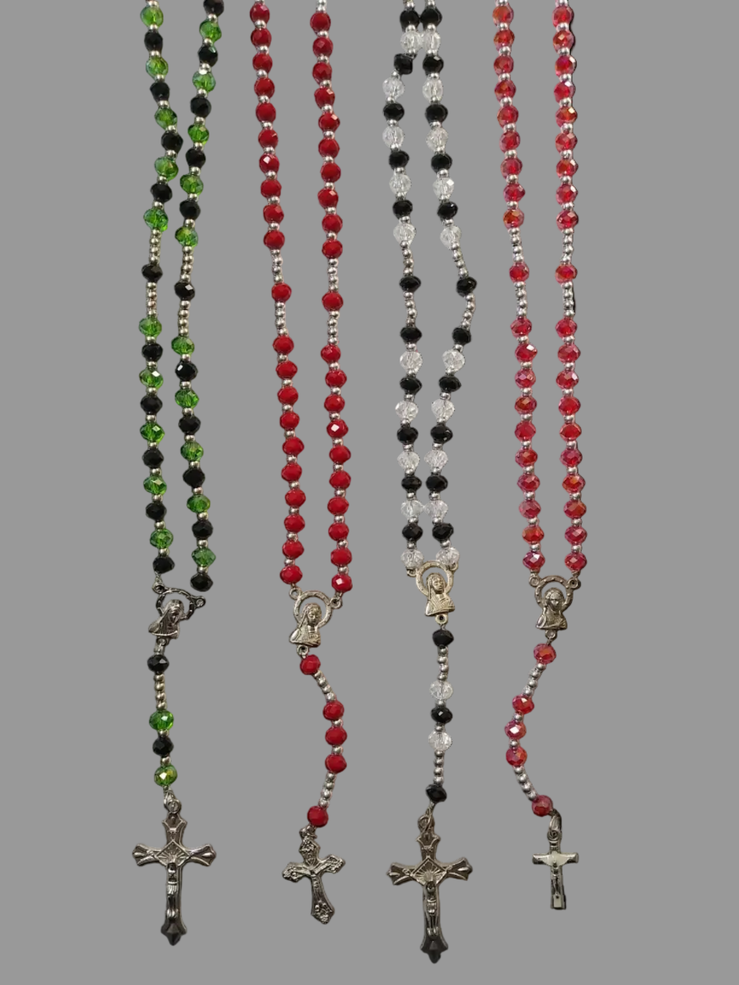 Rosary Crystal Necklace Various Colors
