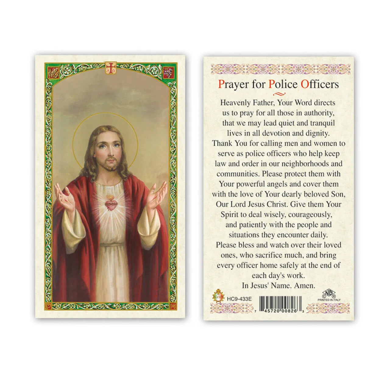 Prayer For Police Officers Holy Card