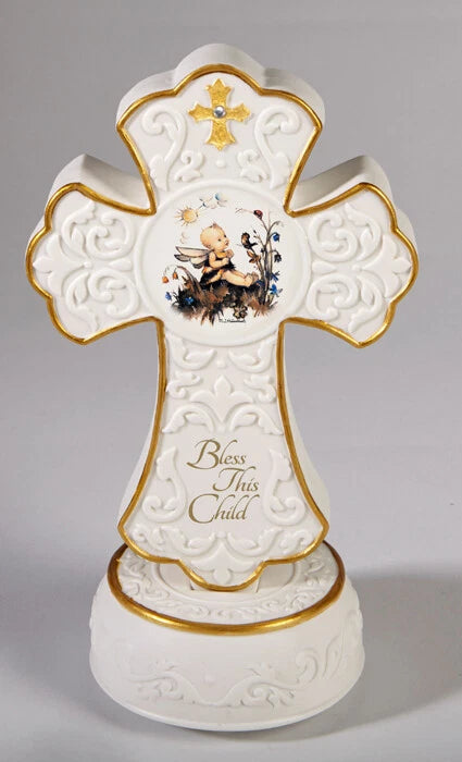 Figurine-Musical Cross-Bless This Child/Jesus Loves Me