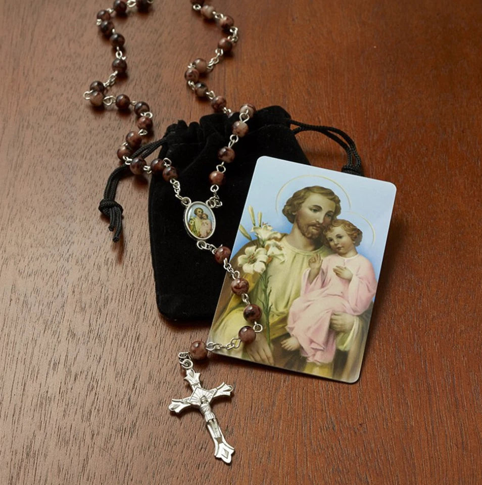Saint Joseph Rosary With Holy Card And Case