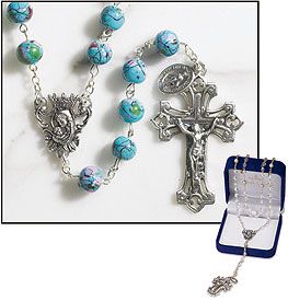 Spanish Glass Blue Rosary Paola Carola
